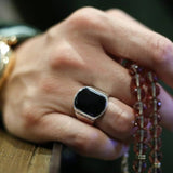 Men's Black Onyx Silver Ring - TryAladdin