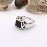 Men's Black Onyx Stone 925 Sterling Silver Ring - TryAladdin