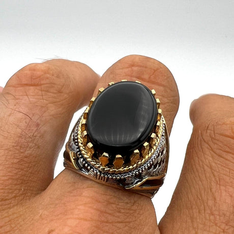 Men's Black Onyx Stone Ring - TryAladdin