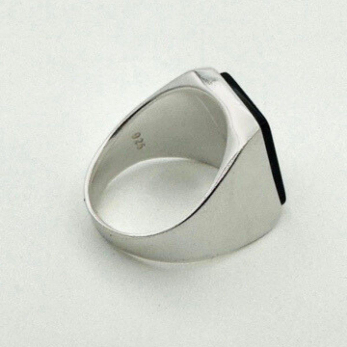 Men's Black Onyx Stone Silver Ring - TryAladdin