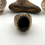 Men's Black Vintage Onyx Silver Ring - TryAladdin