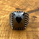 Men's Black Zircon Silver Ring - TryAladdin