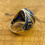 Men's Blue Lapis Lazuli Silver Ring - TryAladdin