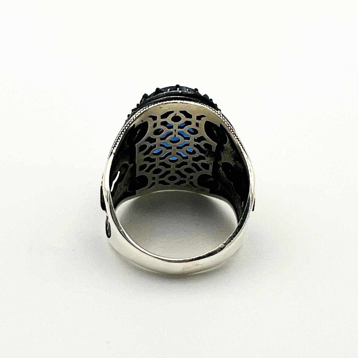 Men's Blue Sapphire Silver Ring - TryAladdin