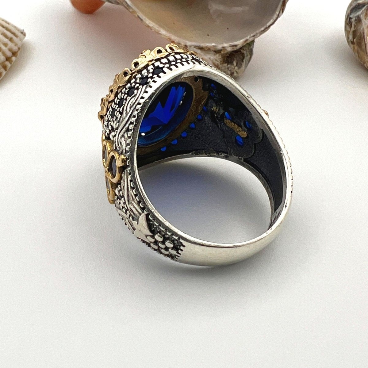 Men's Blue Sapphire Stone 925 Sterling Silver Ring - TryAladdin