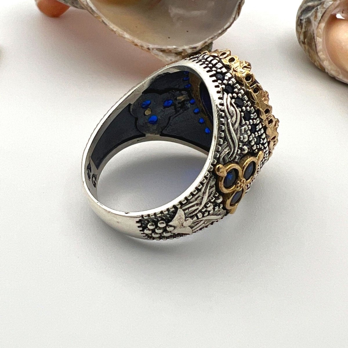 Men's Blue Sapphire Stone 925 Sterling Silver Ring - TryAladdin