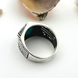 Men's Blue Turquoise Gemstone Handmade Silver Ring - TryAladdin