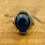 Men's Blue Zircon Ottoman Ring - TryAladdin