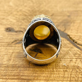 Men’s Brown Agate Oval Ring - TryAladdin