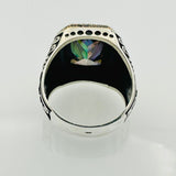 Men's Emerald Green Stone Turkish Silver Ring - TryAladdin