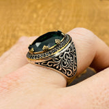 Men's Emerald Silver Ring - TryAladdin