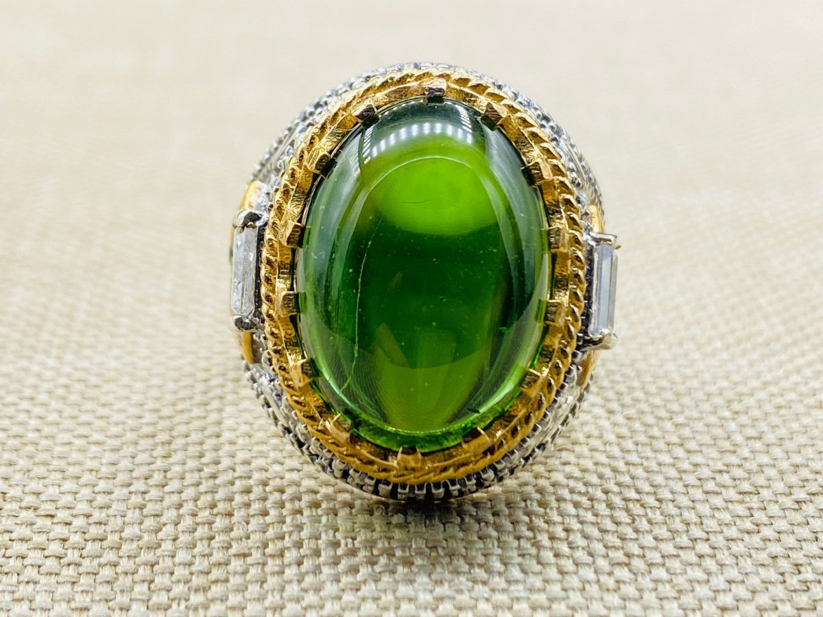 Men's Emerald Stone Green 925 Sterling Silver Ring - TryAladdin