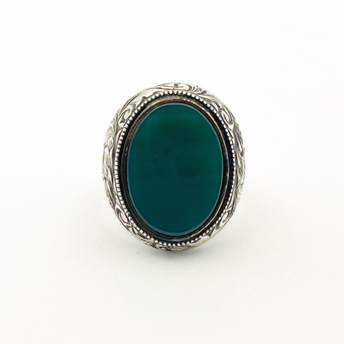 Men’s Green Agate Ottoman Ring - TryAladdin