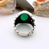 Men's Green Agate Stone Silver Ring - TryAladdin