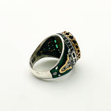 Men's Green Emerald Silver Ring - TryAladdin