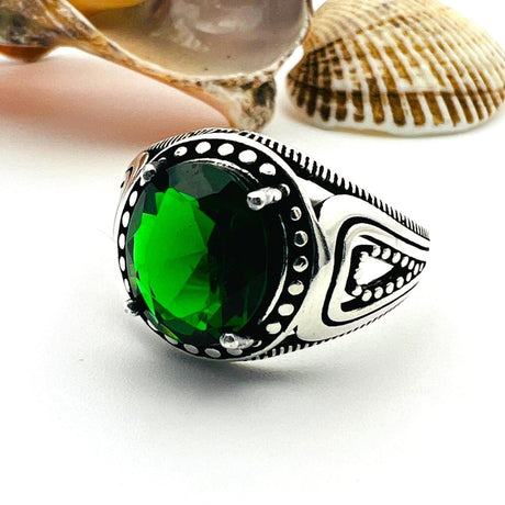 Men's Green Emerald Stone Ring - TryAladdin