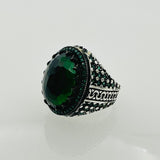 Men's Green Zircon Silver Ring - TryAladdin