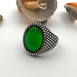 Men's Green Zircon Stone Silver Ring - TryAladdin