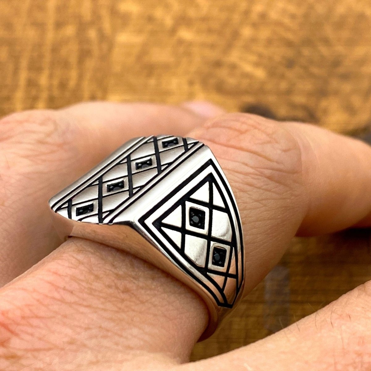 Men's Knitting Pattern Silver Ring - TryAladdin