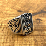 Men's Knitting Pattern Silver Ring - TryAladdin