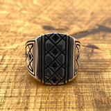 Men's Knitting Pattern Silver Ring - TryAladdin