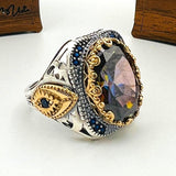 Men's Multicolor Tanzanite Oval Ring - TryAladdin