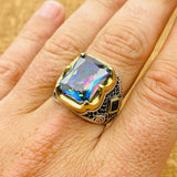 Men's Mystic Topaz Silver Ring - TryAladdin