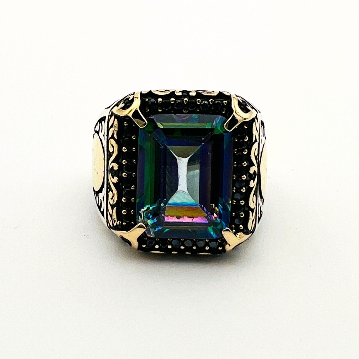 Men's Mystic Topaz Silver Ring - TryAladdin