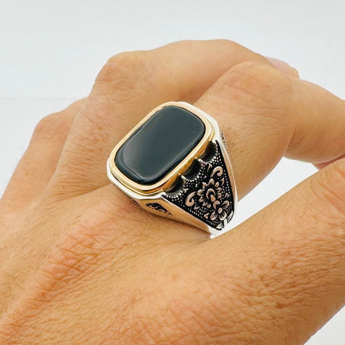 Men's Natural Black Onyx Gemstone Ring - TryAladdin