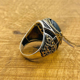 Men's Natural Black Onyx Silver Ring - TryAladdin