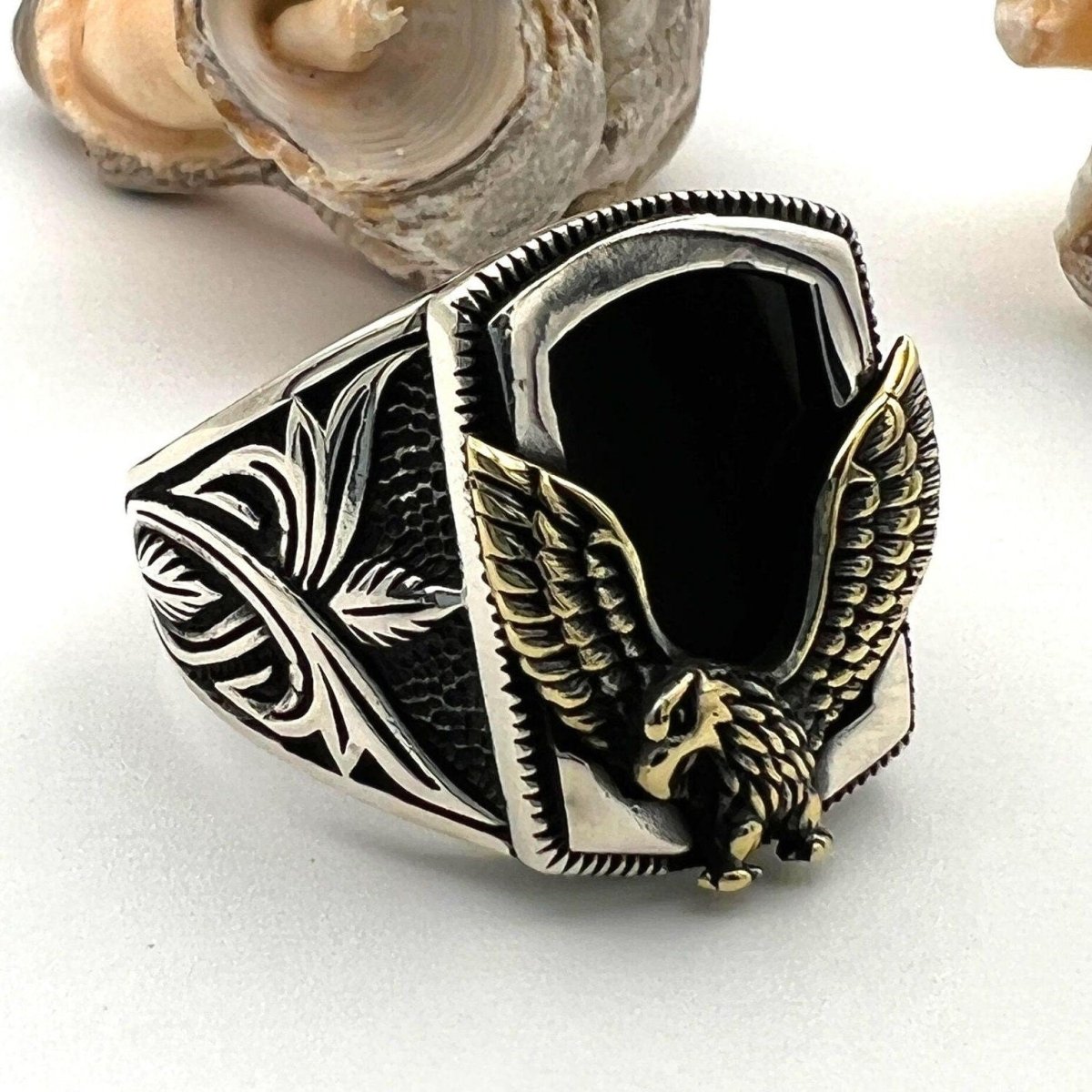 Men's Onyx Stone American Eagle Ring - TryAladdin