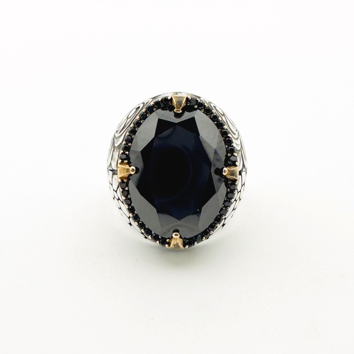 Men's Oval Onyx Silver Ring - TryAladdin