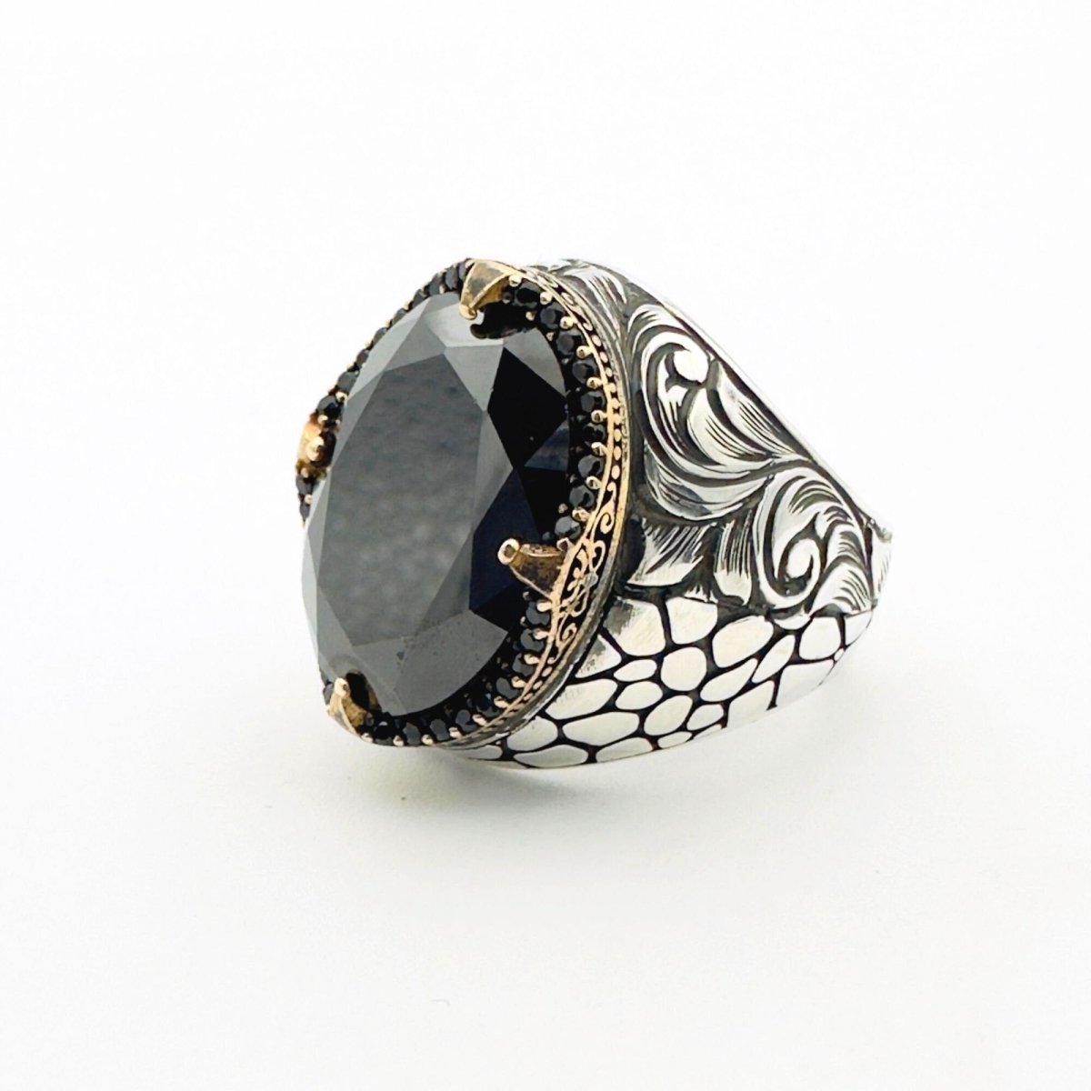 Men's Oval Onyx Silver Ring - TryAladdin