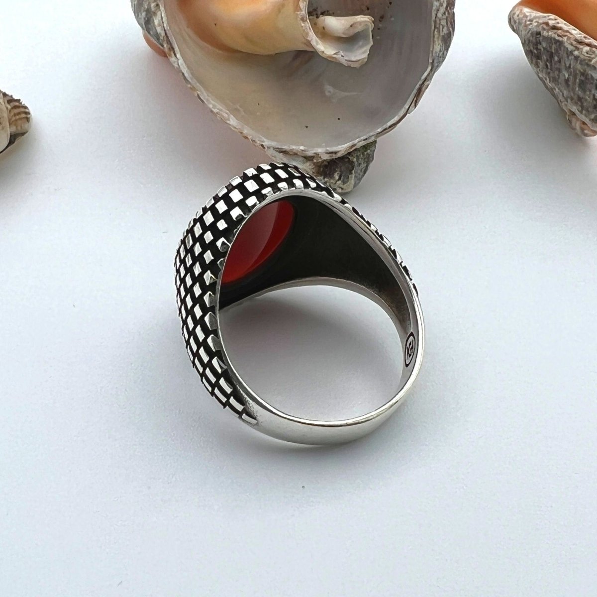 Men's Red Agate Ottoman Ring - TryAladdin