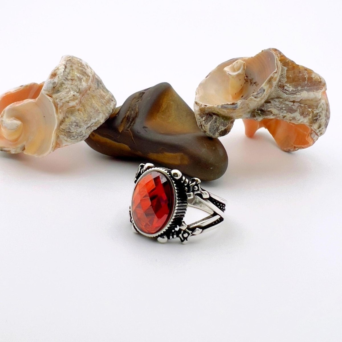 Men's Red Zircon Sterling Silver Ring - TryAladdin