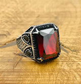 Men's Ruby Silver Ring - TryAladdin