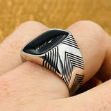 Men's Silver Ring with Black Onyx Stone - TryAladdin