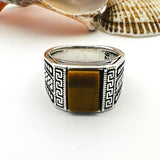 Men's Squared Tiger's Eye Stone Ring - TryAladdin