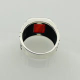 Men's Sterling Silver Red Agate Stone Ring - TryAladdin