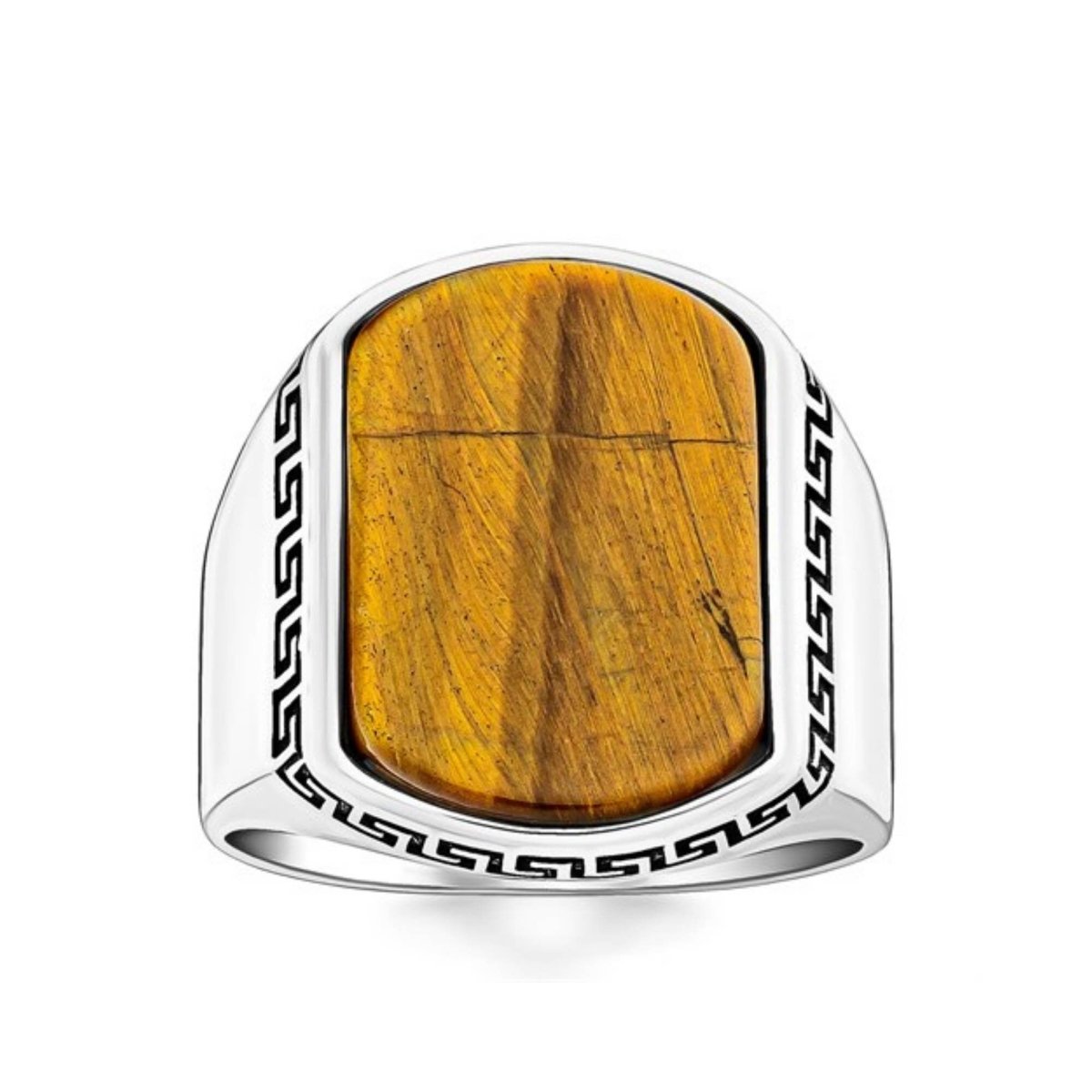 Men's Tiger Eye Stone Silver Ring - TryAladdin