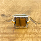 Men's Tiger's Eye Silver Ring - TryAladdin