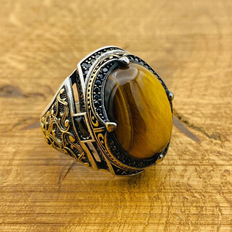 Men's Tiger's Eye Stone Ring - TryAladdin