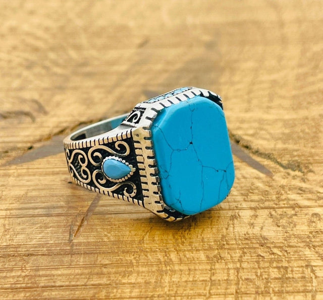 Men's Turquoise Silver Ring - TryAladdin