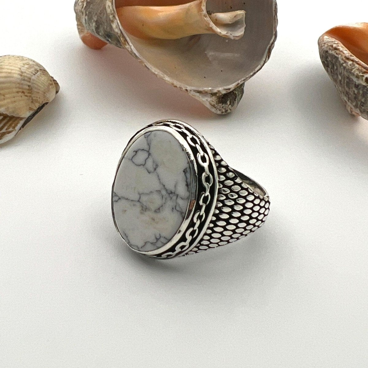 Men's Turquoise Stone Handmade Silver Ring - TryAladdin