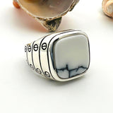 Men's White Turquoise Gemstone Silver Ring - TryAladdin