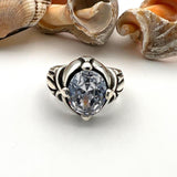 Men's White Zircon Stone Silver Ring - TryAladdin