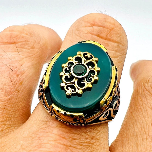 Men's Yemeni Aqeeq Gemstone Ring - TryAladdin