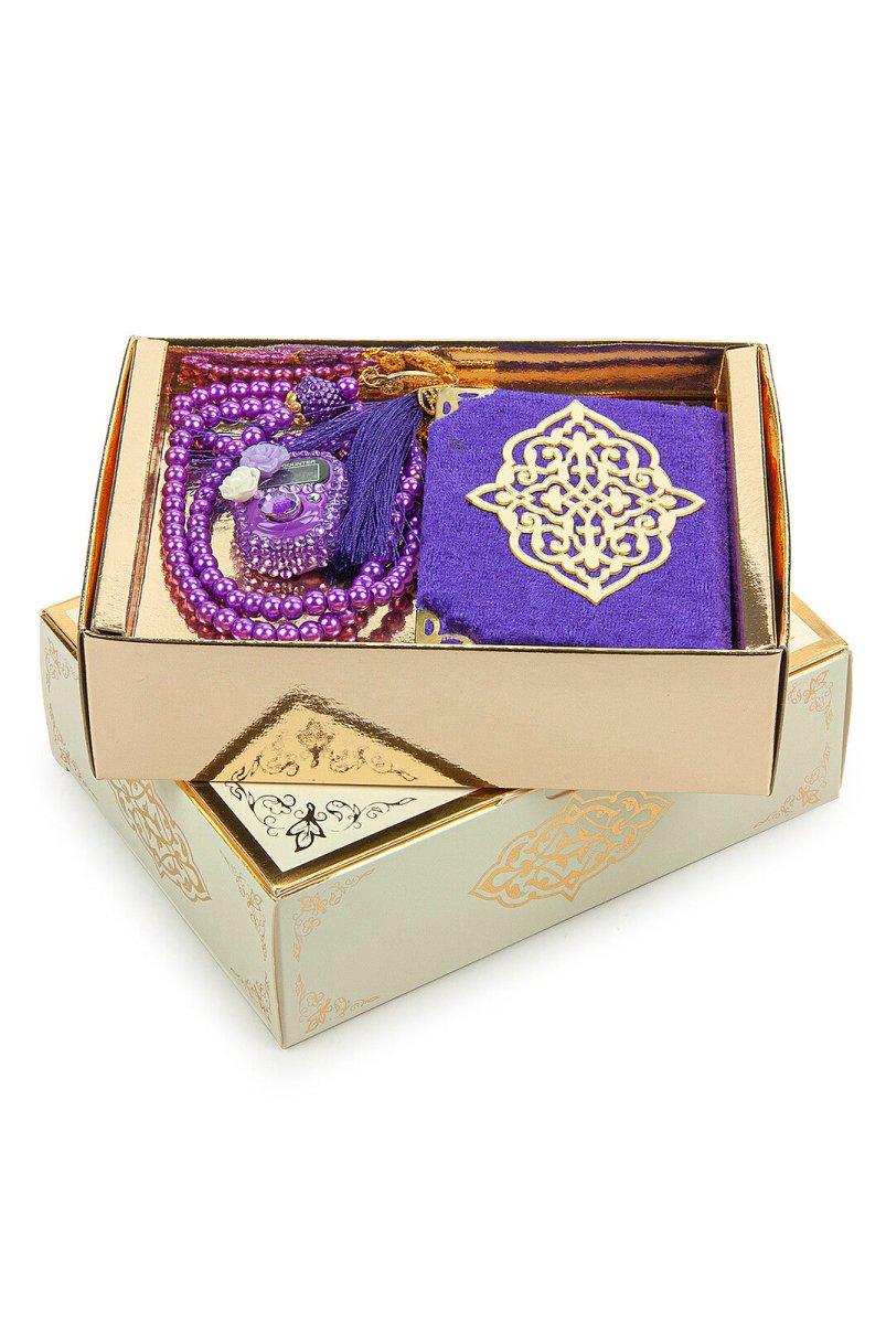 Mini Yasin, Crystal Stone Prayer Bead and Stone Designed Dhikrmatic Gift Set, Purple - TryAladdin