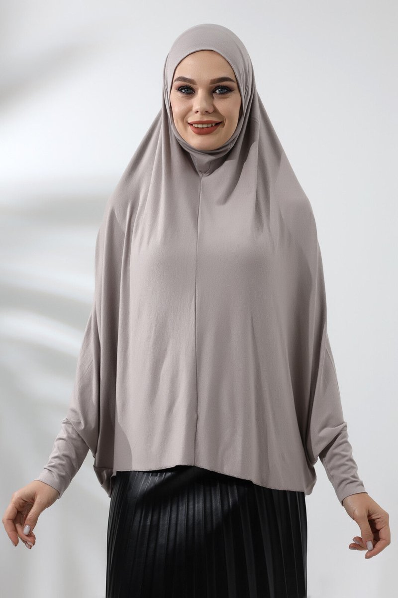 Mink Ready to Wear Practical Hijab Sleeves Combed Cotton Souffle Scarf Hijab - TryAladdin