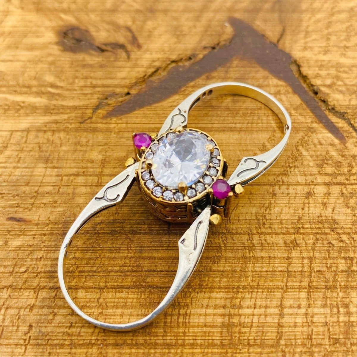 Multi Stone Ring, White Zircon & Citrine Oval - TryAladdin